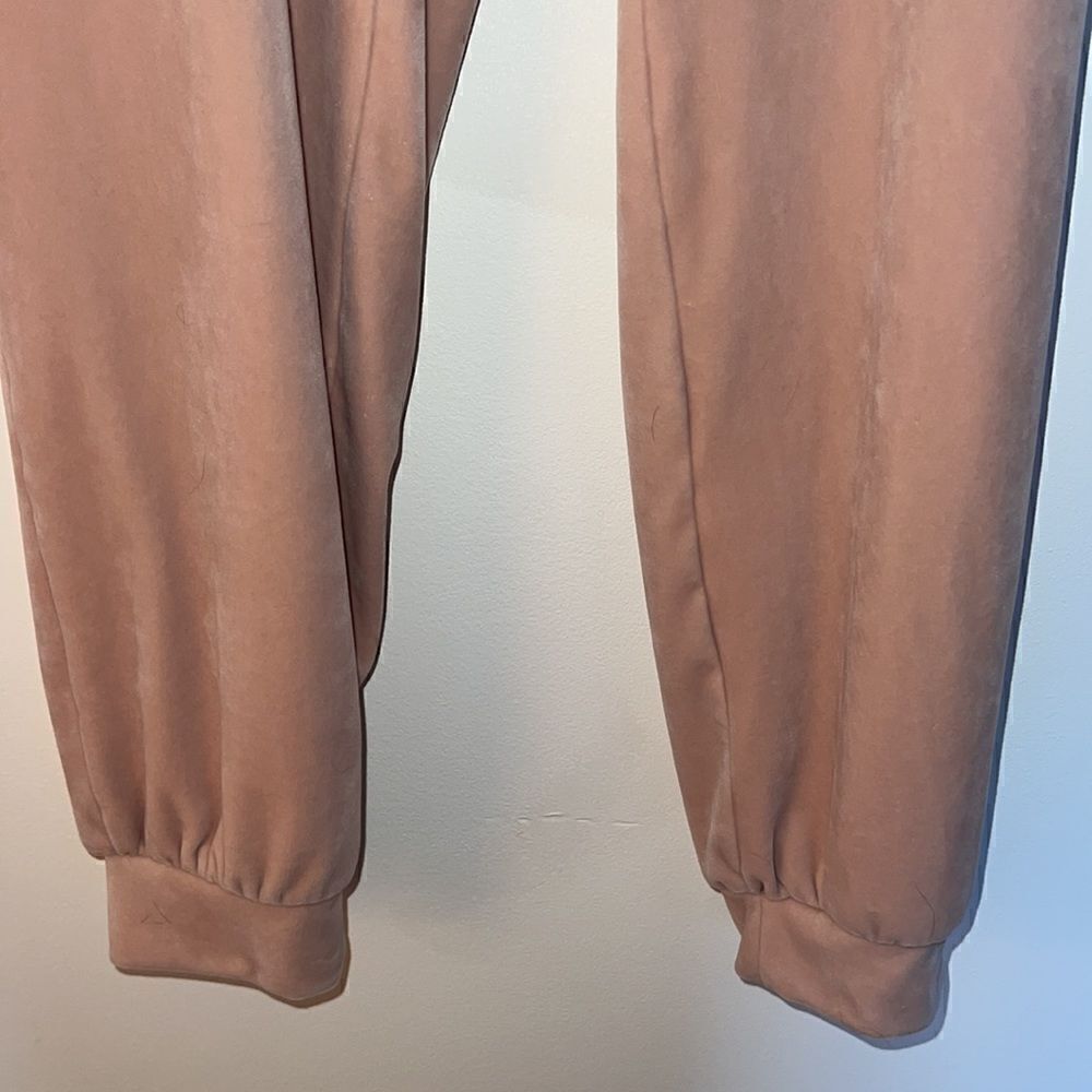 Women’s M Luxe Luxury Butter soft velour Pink sweatshirt & jogger pants - Picture 10 of 13